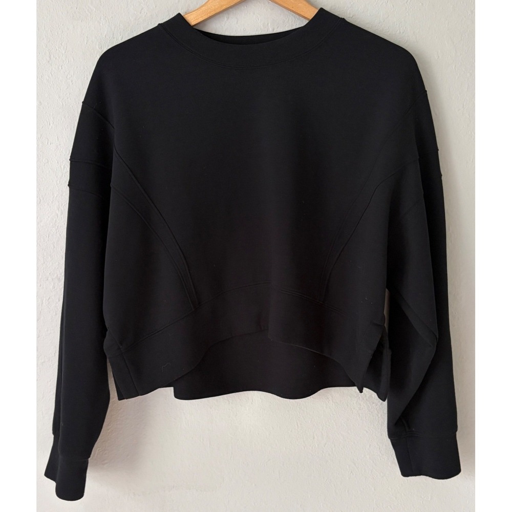 YPB Womens Black neoKNIT Cropped Sweatshirt Size L Activewear Pullover A&F
